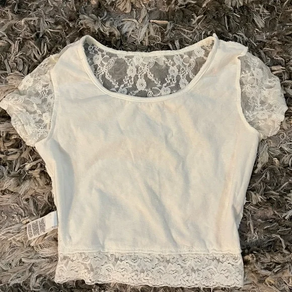 Garage White lace Y2K crop top XS - Picture 5 of 7